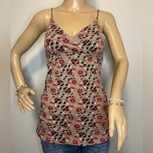 Smart Set Red & Black Floral Tan Camisole